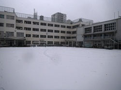 校庭は一面真っ白