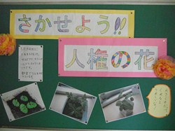 階段の踊り場に様子を掲示していきます