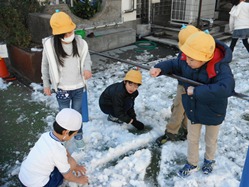 校舎に近いところは、陽が当たらないのでかなり残っていました