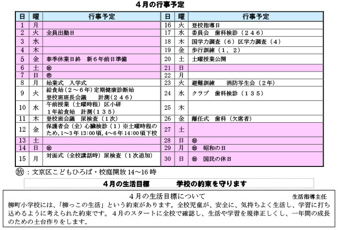 柳町の教育（学校だより）